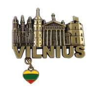 Metalinis magnetas Vilnius su trispalve širdute